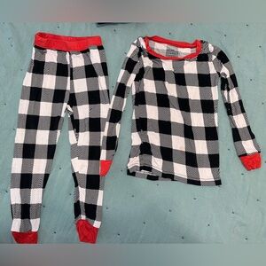 Little Sleepies Black and White Buffalo Plaid Pajama Set GUC